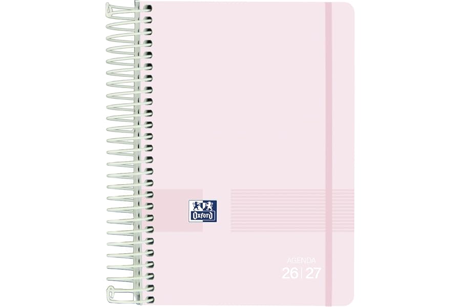 Oxford Live & Go, Agenda 2026 2027, Día Por Página, Tapa Plástico, 12x18 cm, Español, Color Rosa Pastel