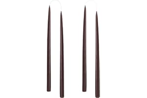 Kunstindustrien® Tapered Candles, Made in Denmark, 42 colours available, Dripless & Smokeless Dinner Candles, Candles long burning 15 hours, Unscented Candle gift set, 4pcs. 2.2x35cm (Chocolate Brown)