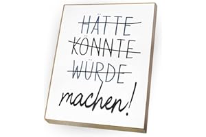 wood and color Kühlschrankmagnet mit Spruch | Handmade aus Buchenholz als tolle Geschenkidee (Hätte würde könnte Machen!), 6,5 x 5 cm