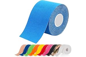 ATETEO Kinesiology Sports 5m x (2.5/3.8/5/7.5) cm Roll of Elastic Muscle Support Tape for Exercise &Injury Recovery, F-White, S: 5mX2.5cm