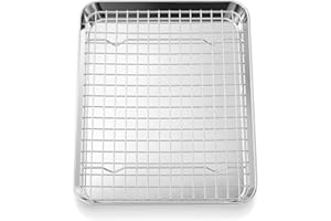 Fire More Bandeja para hornear con Rejilla de Enfriamiento: Bandeja Rectangular para hornear de acero inoxidable para Galletas, Fácil de Limpiar y, Tamaño 12 × 10 × 1 Pulgada