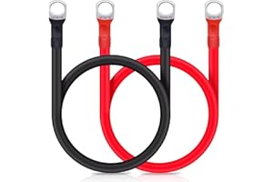 STARFA LAB 2 Pcs Battery Inverter Cable 16mm² Battery Cable 12V M10 Battery Link Battery Leads 50cm Red and Black Car Battery Cables with M10 Ring Terminals Copper Wire for Motorcycle, Truck, Auto, RV, Marine