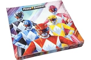‎BEENSMILE BeenSmile, Servietten, Servieten Geburtstag Kinder für Geburtstagsdeko, Tischdeko Geburtstag, Partyartikel, Partys, Feiern und Kindergeburtstage, 20 Sztuk, 33x33 Zm (Powe Ranger)