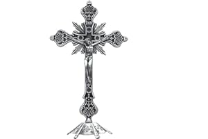 lylqmy Jesus Christ on Cross Statue Tabletop Crucifix Cross Home Decor Religious Gifts