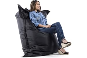 LIVEDECO - Pouf Géant XXL Intérieur et Extérieur, Déhoussable, Salon, Jardin Noir BiG52