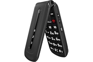 USHINING Teléfono Móvil para Personas Mayores, Móvil con Tapa, Teléfono Móvil con Teclas Grandes Fácil de Usar Teléfono Celular con Botón de Emergencia SOS Doble SIM Radio FM Cámara Linterna - Negro