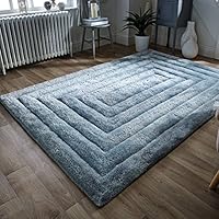 Flair Rugs Verge Ridge Shaggy Tallado a Mano Alfombra, Huevo de Pato, 120 x 170 cm