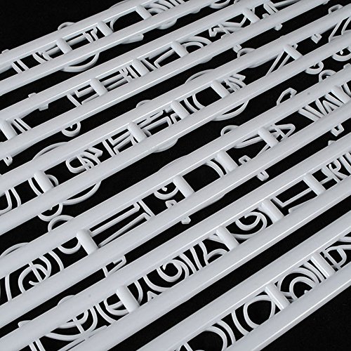 SUNJAS 6tlg Alphabet A Z Buchstaben Kunststoff Ausstecher Ausstechform Modellierwerkzeug Set Fondant Torten Marzipan Backen Deko - 6