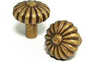 Skåpknoppar, 2 st., antik stil, i mässingsfärgad zinklegering, klassiska vintage-lådhandtag med rund blomdesign, för köksskåp