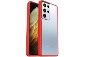 OtterBox Cover per Samsung Galaxy S21 Ultra 5G React Series, Resistente a Shock e Cadute Fino, Cover Ultrasottile, Testata a Norme Mil-Std 810G, Trasparente/Rosso