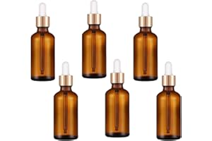 AOMIGT Pipettenflasche,Braun Pipettenflasche,6Pcs 5ml Braunglasflasche,Glasflaschen für Ätherisches Öl,Dropper Pipette Glas,für Ätherisches Öle,Kosmetik, Apotheker, Reinigung,Aromatherapie, Massage, Haare