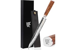 YOUSUNLONG YOUSUNLO9NG Cuchillo de tallar y cortar de Damasco Sashimi Cuchillo de 10 pulgadas - Súper acero japonés VG10 - Mango de madera de nogal ergonómico respetuoso con el medio ambiente