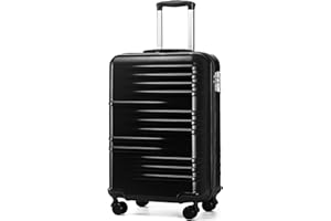 British Traveller Bagaż Twarda 54cm Walizka Podręczny ABS+PC Walizka Podróżna TSA, Czarny