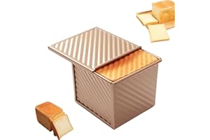 AARCYYE Moule à Pain avec Couvercle, 14x12,2x11,2cm Rectangulaire Moule a Brioche avec Trous D'aération, Moule à Pâtisserie, pour Sandwichs, Gâteau, Or