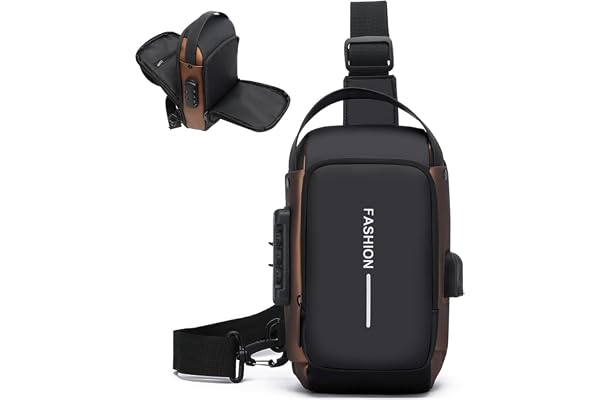 KASESSS Axelväska för män, crossbody sling väska, herr axelväska med dragkedja och kod, bröstväska för män med justerbar rem för arbete, resor, kontor, sport och daglig användning