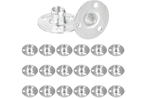 ComPDCVD 20 Pezzi Dadi a T 3 Fori Dado Flangiato Zincato Superficie Liscia Round Base Screw-in T-Nut Mobili Ferramenta per Fissaggio Mobili di Collegamento