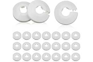 DBALL 30 Piezas Embellecedor Radiador Cubre Radiadores Plásticos Blancos de Tubo 16mm para Tubos de Calefacción Tuberias de Agua Superior e Inferior Fria y Caliente Tubos de Gas