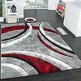 Alfombra De Diseño Con Ribetes Estampado Con Rayas Gris Negro Rojo Moteada, Grösse:120x170 cm