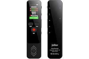 JOLIKER 64Go Enregistreur Vocal Numérique, Dictaphone de Lecture MP3, USB C Rechargeable Enregistreur Audio Mot de Passe, Fonction d'enregistrement à Une Touche Adapté Aux Conférences Réunions Cours
