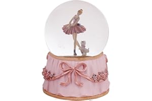 Singeek Ballerina 18-Note Wind Up Musica Snow Globe Balletto Danza Ragazza e Cucciolo Rotante Globo Acqua Musicale con Fiocchi di Neve Colorati (Lago dei Cigni)
