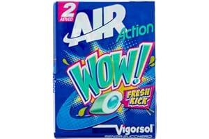 Vigorsol Air Action Wow, Chewing Gum Ripieno, Gusto Menta, Senza Zucchero e Glutine, Confezione da 2 Astucci di Gomme da Masticare, da portare Sempre con Te per una sensazione di Freschezza Intensa