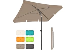 Magiea Sonnenschirm Balkon, 200x125 cm, Strandschirm, Gartenschirm, Marktschirm, Terrassenschirm, Mit Drehstange & Schutzhülle, Khaki, Rechteckig, UV50+