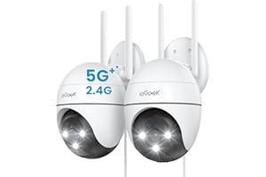 ieGeek 2K Camera Surveillance WiFi Exterieure 5Ghz /2.4G - 360° PTZ Camera Exterieur WiFi, Suivi de Mouvement, AI Détection, Audio Bidirectionnel, Vision Nocturne Couleur ZS-GQ2 (2 Pièces)