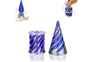 ACKYGETRICH Impossible Pyramid Passthrough Sculpture - 2Pcs 3D Printed Spiral Cone Fidget Toy, Stress and Anxiety Relief Toy, Pass Through Pyramid Fidget Toy for Adult Children (Dazzling Blue)
