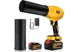 LYMIN Leaf Blower Cordless with Battery and Charger, 21V Compact Handheld Electric Blower 500,000 RPM with Removeable Extended Nozzle, Lightweight Small Blower for Patio, Garages, Dust, Snow Blowing