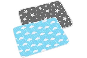2 Pcs Baby Diaper Changing Pad, ALBOYI Newborns Waterproof Diaper Pad Reusable Nappy Multi Function Washable Mat for Home and Outdoor(Grey/Blue)