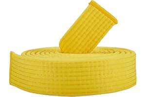 CREATCABIN Cinturón Taekwondo Amarillo Cinturón Artes Marciales Poliéster Judo Karate TKD Aikido Cinturón Uniforme Clasificación Cinturones Largos Suaves Ajuste Universal Jiu Jitsu para Adultos 280cm