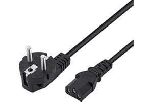 ‎MCBAZEL Mcbazel 1,5m C13 Stromkabel 250V 16A AC Stromkabel C13 Standard 3-Pin Steckdose für Stromanschluss für PC Monitor Computer Beamer/Drucker/Elektroherd/Projektor - EU Stecker