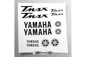 Kit adesivi compatibile con T-Max serbatoio e casco moto | Vinile Prespaziato FACILE APPLICAZIONE | scritte loghi | Stickersland® (Nero Opaco)