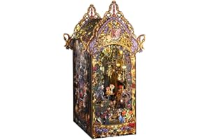 Shylamb DIY Book Nook Kit - DIY Miniature DollHouse Kit with Furniture and LED Light, 3D Puzzle Wooden Art Bookends, Model Kits for Adults to Build (dark magic)