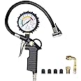 URAQT Tyre Pressure Gauge, 220 PSI Tyre Inflator with Pressure Gauge Air Compressor, Valve Air Chuck and 90 Degree Valve Extender for Heavy Duty Car Motorcycle Bicycle