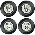 JEDEW 4-Pack Mini Hygrometer Thermometer Digital LCD Monitor Indoor Outdoor Humidity Meter Gauge for Humidifiers Dehumidifiers Greenhouse Basement Babyroom Fahrenheit or Celsius (Black-4 Pack)