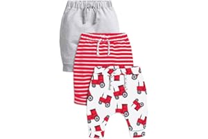 CuteOn 3 Pack Unisexe des Gamins Bambin Harem Pantalon Coton Élastique Trousers