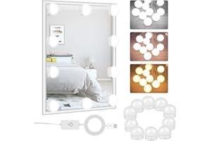 FOCCTS Vanity Lights for Mirror, Mirror Lights 10 Bulbs Hollywood Makeup Mirror Light with USB Power Cord Cable Design Dressing Table Light