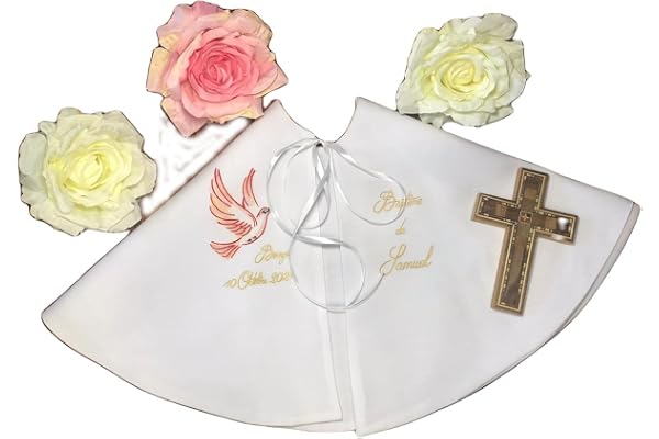 EFFETAH Cape de baptême personnalisée, Peinte à la Main. 3 Tailles Disponibles