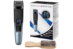 ‎REMINGTON Remington trymer do brody, samoostrzące się ostrza z powłoką tytanową, zakres 0.4-18mm, zmywalne ostrza, bezprzewodowy, regulacja nawet o 0.5mm, czarny/niebieski, Style Series MB5001 (Tylko w Amazon)