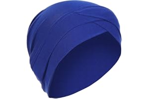 POIUIYQA Turban Hijab à Enfiler Bonnet Croisé pour Femme Musulmane Voilée Inde Chapeau Musulman Respirant Turban ÉLastique Unicolore Mode Chic Vintage Bonnet Echarpe Chaud