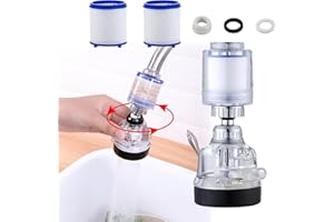 PEIDOG 360° Swivel Sink Faucet Filter with 2 Filter Elements Water Purifier with Adjustable 3 Mode Splash-Proof Faucet Booster Filter Kitchen Tap Faucet Extender Faucet Sprayer Tap Aerator Water Saving