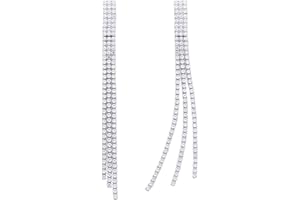 QUKE Kronleuchter Quaste Ohrringe Zirkonia Kristall Lange Tropfen Baumeln Kette Gestochen Ohrhänger für Frauen Mädchen