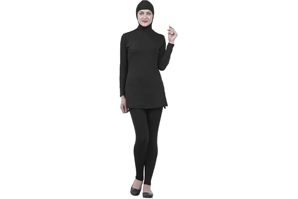 Musuly Maillot De Bain Burkini Noir avec Voile - Noir