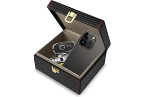 Startseite Faraday Box for Car Keys Keyless Car Key Signal Blocker Box, Premium Leather RFID Anti-Theft Key Box, Car Key Fob Safe Protector for Car Phone Credit Card Security