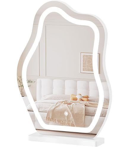 Specchio Da Tavolo Irregolare In Acrilico Con Base Legno - 23,6x19 Cm, Per Trucco E Decor - Foto 1