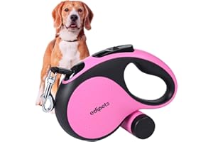 Edipets, Retractable Dog Lead, Extendable Dog Lead, 3, 5 and 8 Metres Long Flexible Tape for Training and Walking, for Small, Medium and Large Dogs (8 Metres, Pink)