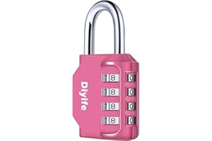 Combination Padlock, Diyife Heavy Duty 4 Digit Padlock Weatherproof Outdoor Locker Padlocks for School Gym Locker, Shed, Fence, Hasp, Garage, Gate, Toolbox, Door (Pink)