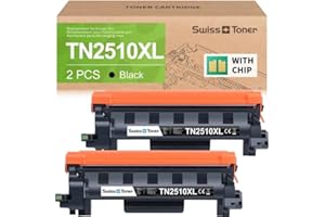 swiss toner TN2510XL compatibile per TN2510XL TN-2510XL per Toner Brother MFC-L2800DW per Toner Brother MFC-L2827DW HL-L2400DWE HL-L2445DW MFC-L2835DW DCP-L2620DW DCP-L2665DW,2 nero