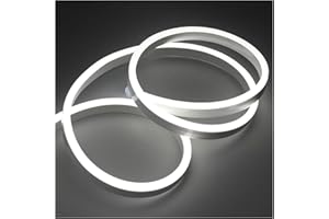 GQL 2m White Flexible NEON Light, 220V SMD 2835 120 LED Strip Light Kit (IP65 Waterproof) with UK Plug Power Supply for Home Garden Bar Decoration